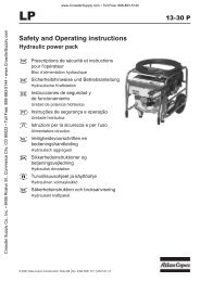 Safety and Operating instructions - Crowder Hydraulic Tools