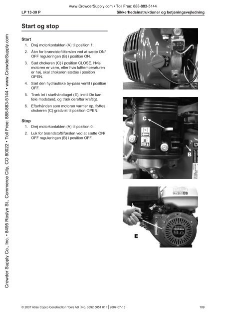 Safety and Operating instructions - Crowder Hydraulic Tools