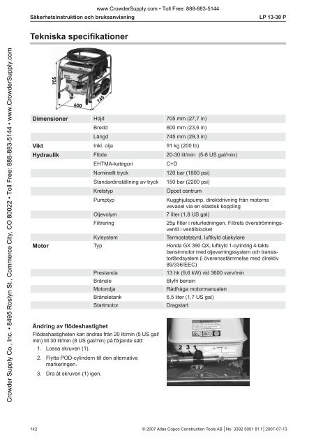 Safety and Operating instructions - Crowder Hydraulic Tools