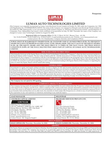 Prospectus - Lumax Auto Technologies Ltd.