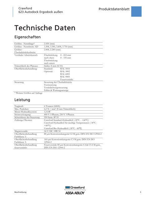 Produktdatenblatt - Crawford hafa GmbH