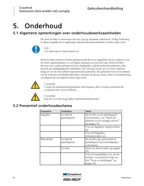 Crawford 640 DMW 641 DMGZ 642 DMGC Gebruikershandleiding