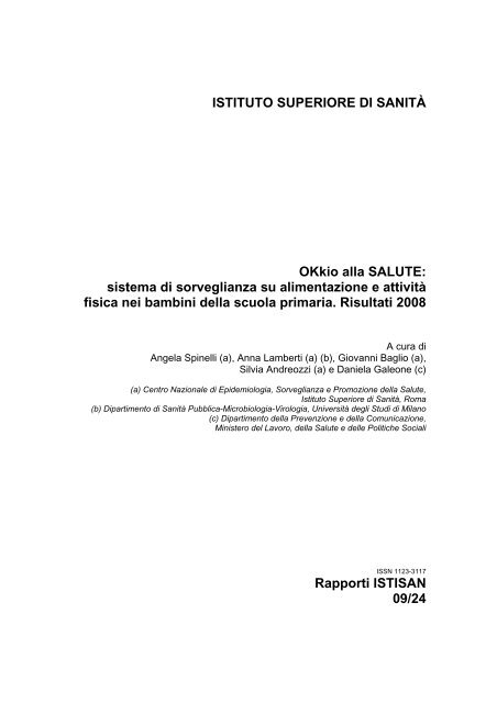 OKkio alla SALUTE 2008 - Istituto Superiore di SanitÃ 