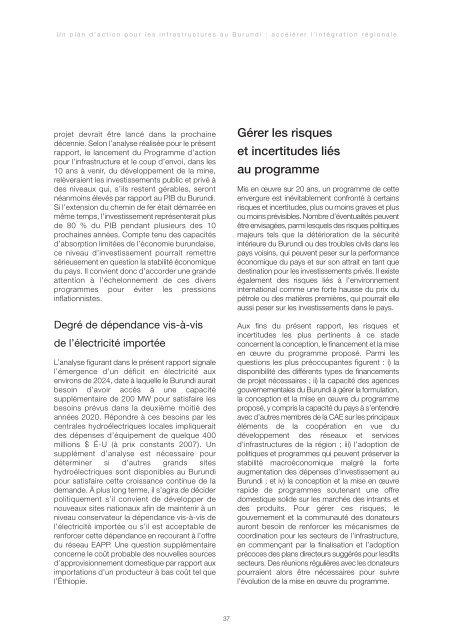 Un plan d'action pour les infrastructures au Burundi - Rapport complet v1.2