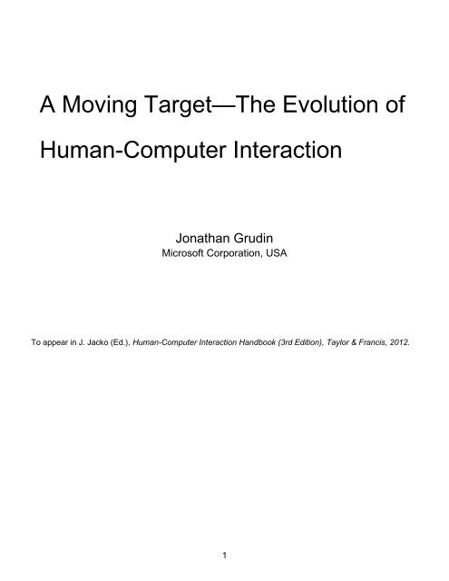 A Moving Target—The Evolution of Human-Computer Interaction
