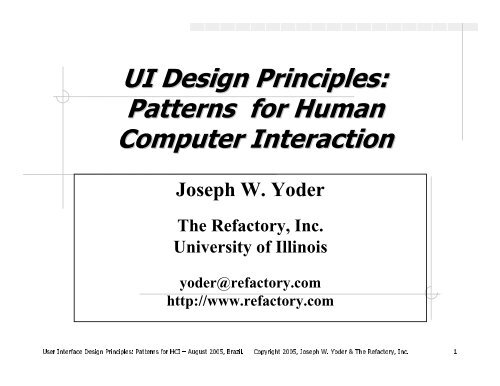 UI Design Principles: Patterns for Human Computer Interaction