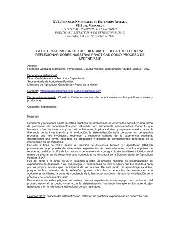 XVI J VIII LA SISTEMATIZACIÓN DE EXPERIENCIAS ... - aader.org.ar