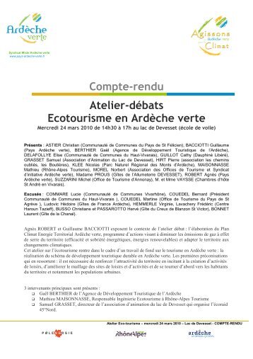 Compte-rendu _atelierdebat_ecotourisme - Syndicat Mixte ArdÃ¨che ...