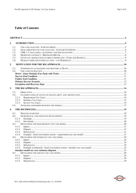 RSI - A Structured Approach Use Cases and HCI Design