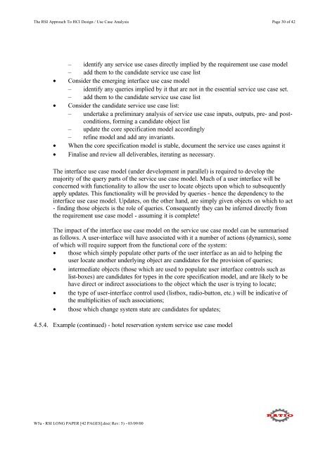 RSI - A Structured Approach Use Cases and HCI Design