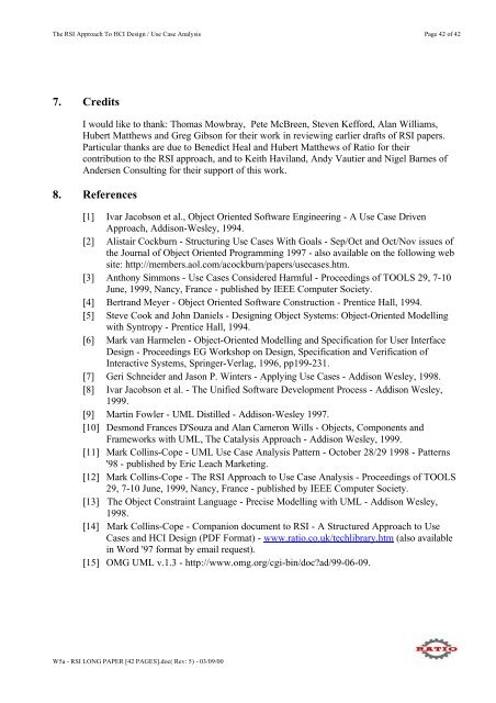 RSI - A Structured Approach Use Cases and HCI Design