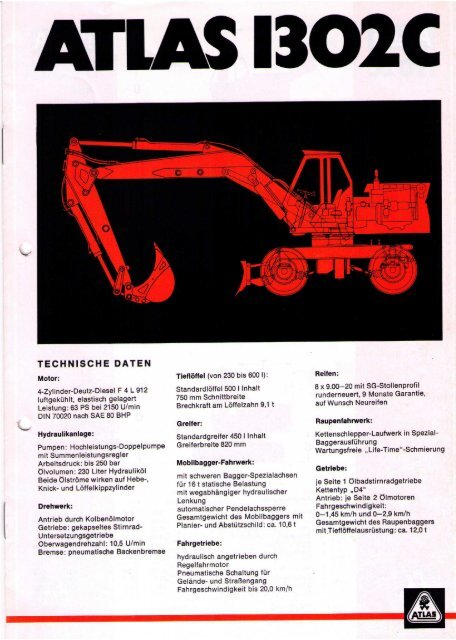 Technische Daten Prospekt AB 1302C von 1975 - ATLAS ...