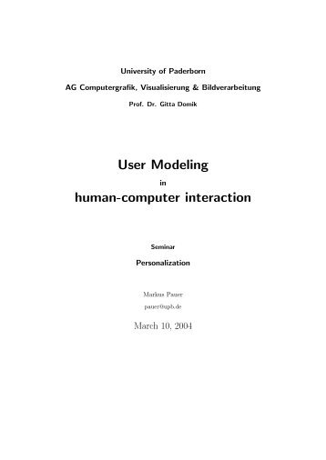 User Modeling human-computer interaction