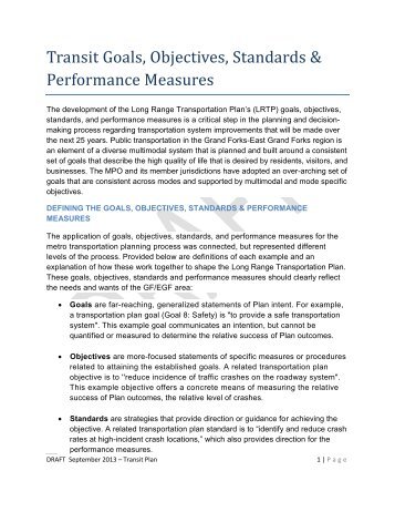 Transit Goals, Objectives, Standards & Performance Measures