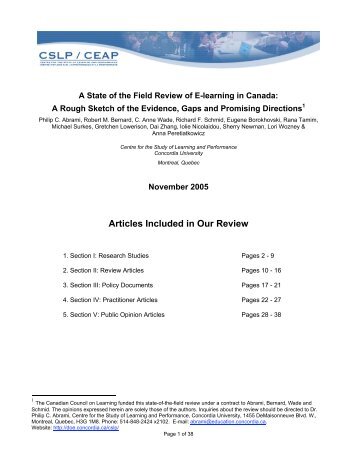 Articles Included in Our Review - Department of Education ...