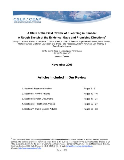 Articles Included In Our Review Department Of Education