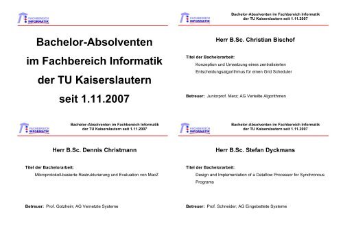 Bachelor-Absolventen im Fachbereich Informatik der TU ...