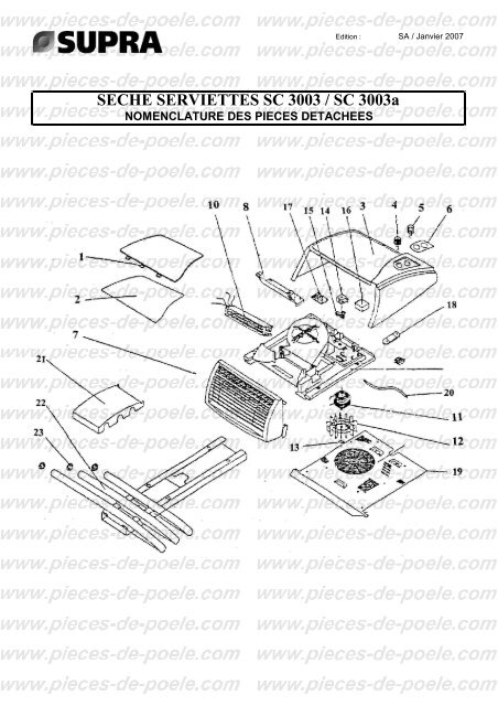 SECHE SERVIETTE SC 3003 et SC 3003a - Pieces-de-poele.com