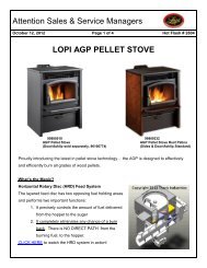 Attention Sales & Service Managers LOPI AGP PELLET STOVE