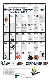 Calendrier du mois : octobre 2013