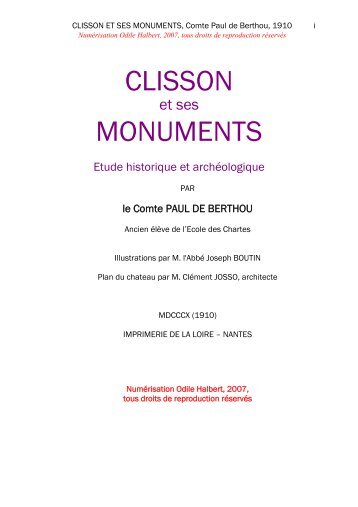 CLISSON MONUMENTS - histoire du Haut-Anjou