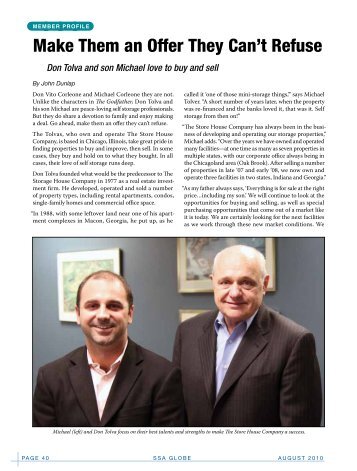 Profile: Don and Michael Tolva - Self Storage Association Globe