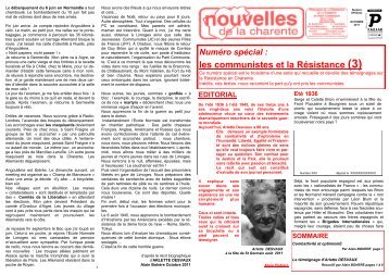 NumÃ©ro spÃ©cial : les communistes et la RÃ©sistance (3) - Pcf