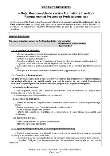 Responsable du service formation / insertion professionnelle