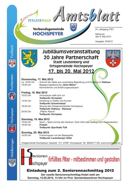Amtsblatt 19/2012 - Verbandsgemeinde Hochspeyer