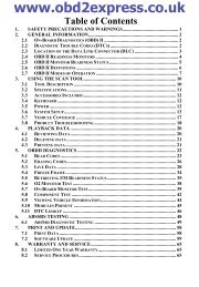 Table of Contents - Car diagnostic tool