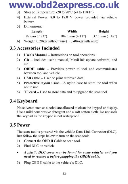 Table of Contents - Car diagnostic tool