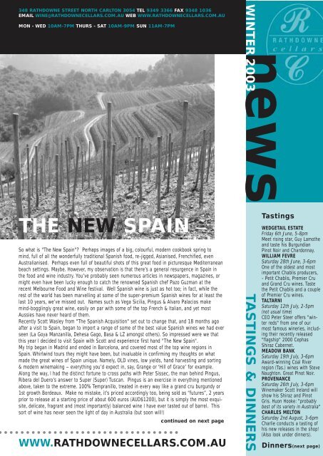 THE NEW SPAIN - Rathdowne Cellars