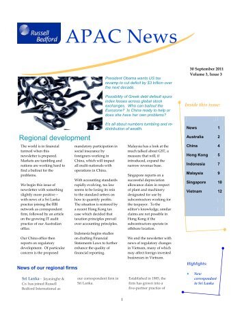 APAC News 2011 - Issue 3 - STEVEN TAN RUSSELL BEDFORD PAC