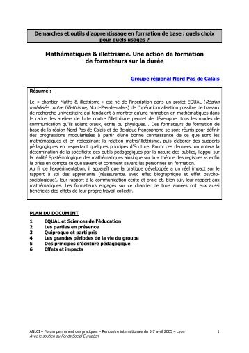 Mathématiques & illettrisme - Agence Nationale de Lutte contre l ...