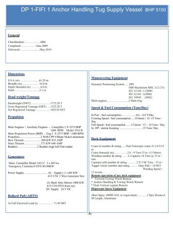 DP 1-FIFI 1 Anchor Handling Tug Supply Vessel BHP 5150