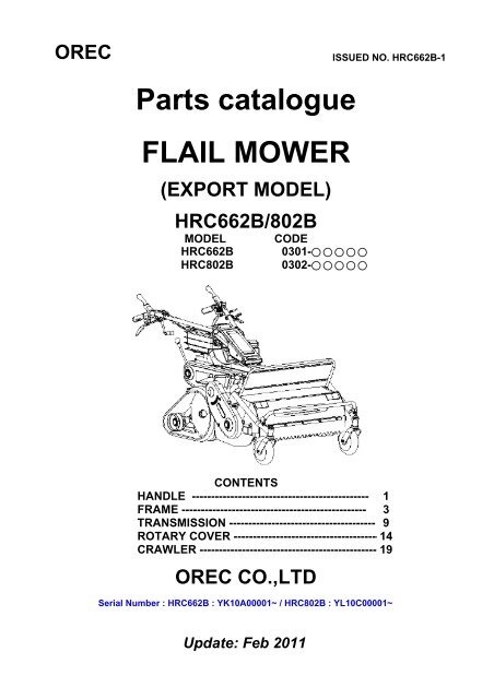 Parts catalogue FLAIL MOWER