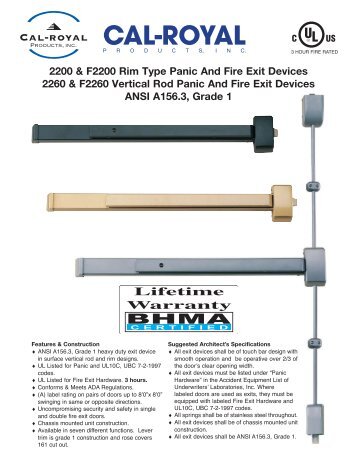 Vertical Rod Type Exit Devices - Cal-Royal