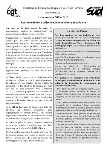 profession de foi CT local Lorraine - cgt-insee