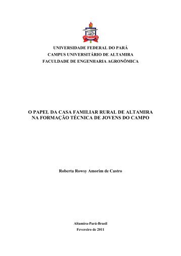 o papel da casa familiar rural de altamira na formaÃ§Ã£o tÃ©cnica de ...