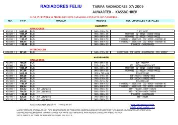 TARIFA RADIADORES AUWATER KASSBOHRER - Radiadores Feliu