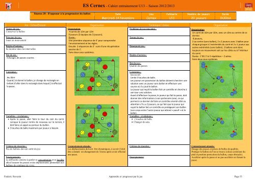 ES Cernex - Cahier entrainement U13 – Saison 2012/2013