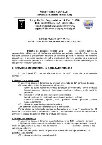 activitatea desfasurrata de directia de sanatate publica gorj, in anul ...