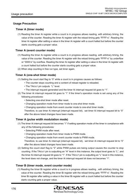 M16C/62 Group DATASHEET