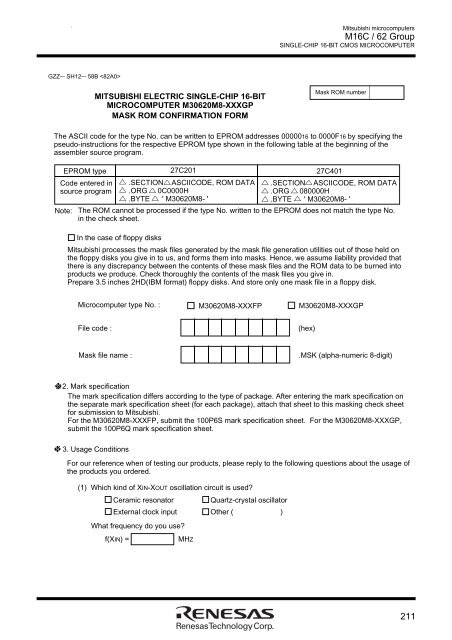 M16C/62 Group DATASHEET