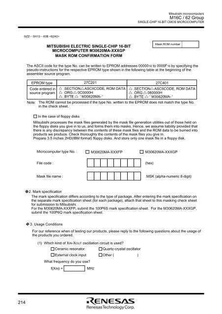 M16C/62 Group DATASHEET