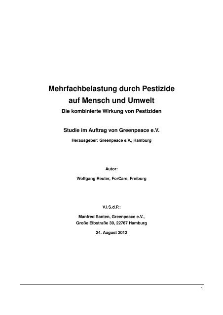 Mehrfachbelastungen durch Pestizide auf Mensch und Umwelt