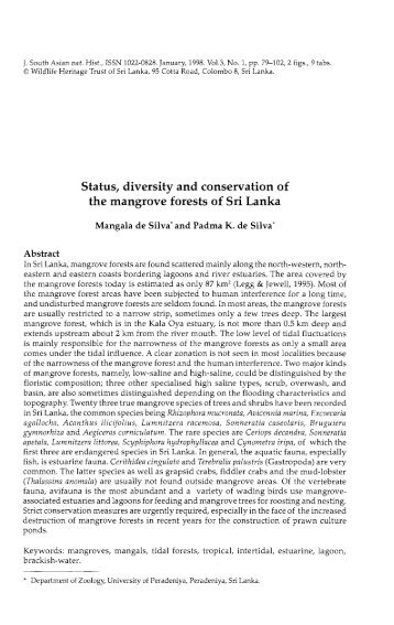 Status, diversity and conservation of the mangrove forests of ... - WHT