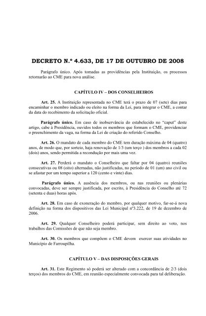 decreto n.Âº 4.633, de 17 de outubro de 2008