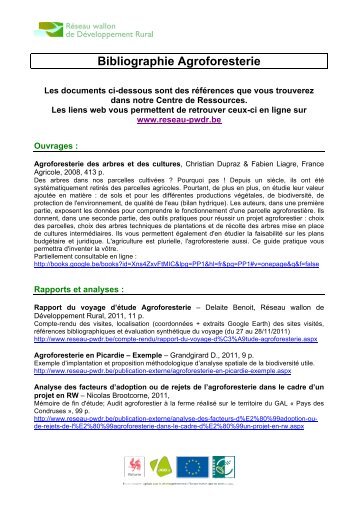 Bibliographie Agroforesterie - Réseau wallon de Développement rural