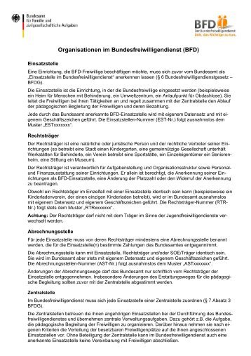 Fachbegriffe Organisationen BFD - PDF - Bundesfreiwilligendienst